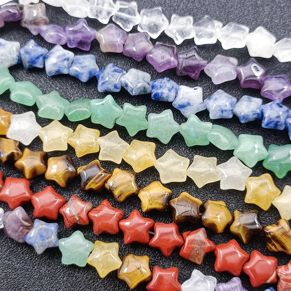 10mm Small Star Charm Reiki Healing Energy Natural Crystal Rainbow Chakra Star Stone Beads for Bracelet Necklace Jewelry Making