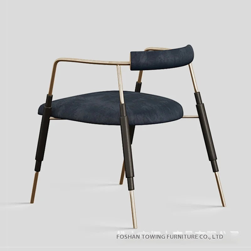 Italian High-End Designer Art Dining Chair Minimalist Light Luxury with Stainless Steel Backrest for Office Reception or Sales