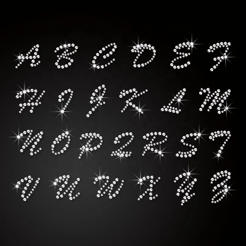 Hot Sale Hot-fix Bling Rhinestone Heat Transfer Capital Alphabet Rhinestone Image for T-shirt