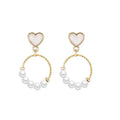 Pendiente 925 Silver Pin Temperament Earrings Small Ring Geometric Hoop Earrings Sweet Heart Pearl Stud Earrings Jewelry