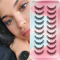 10 Pairs Mink Eyelashes Clear Band Eye Lashes Crisscross Transparent Band False Eyelashes Handmade Lashes Upper Lashes