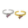 WuQie INS Hot 18K Gold Plated Sterling Silver Ring Women Jewelry Rectangle Zircon Rings