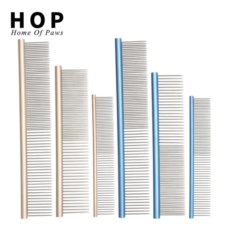Factory Wholesale Stainless Steel Pin Cat Hair Comb Pet Dog Flea Comb Colorful Grooming Teeth Comb