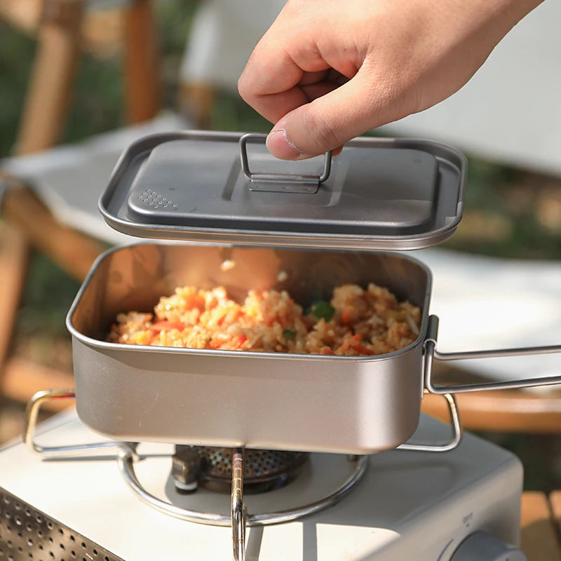 Titanium Lunch Box Bento for Adults 27 oz Eco-friendly Metal Lunch Box Container for Travel for Camping Hiking and Travel