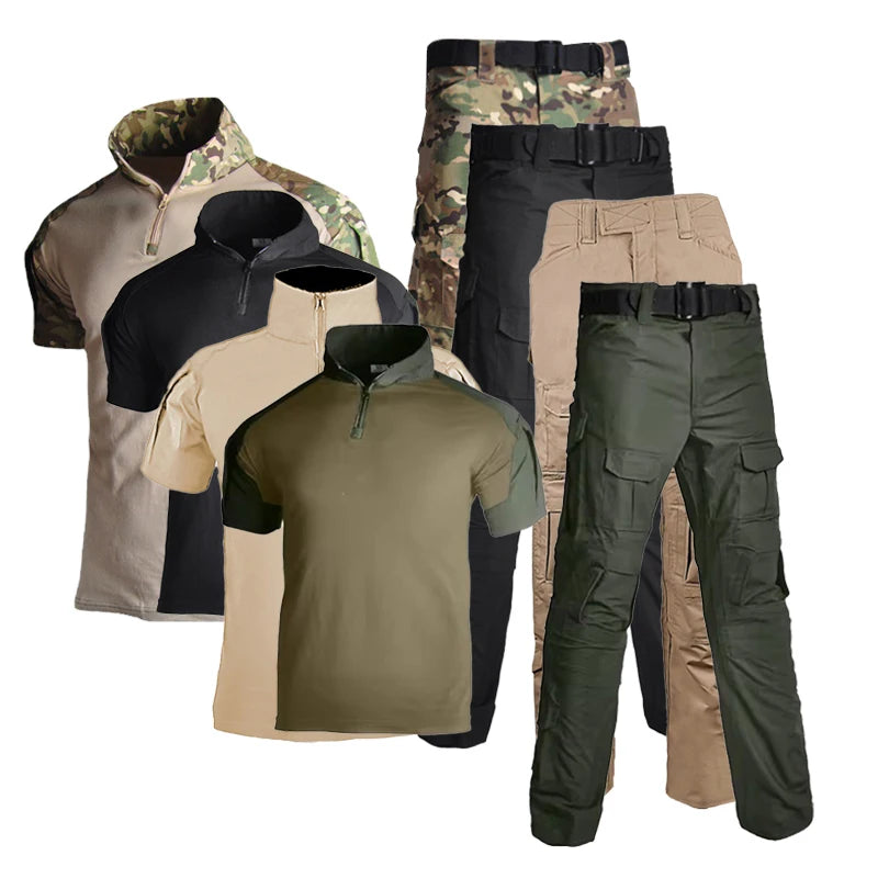 Short Sleeve Men's Tactical Frog Shirt for Outdoor Sport Uniform Shirt Frogman Camouflage Set Tactical Pant for Men