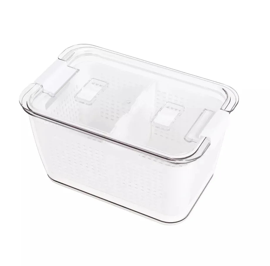 Keep Fresh Container with Lids and Removable Foldable Drain TrayFridge  Bins Organizers