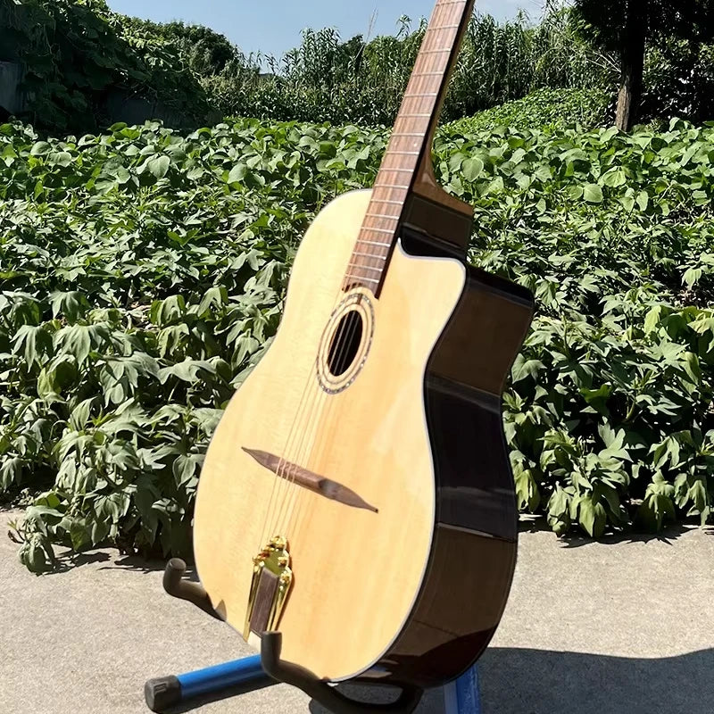 Aiersi Brand Whole Sale Price Spruce Top Archtop Oval Hole Gypsy Guitar with Steel String  (GP03T )