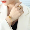 European and American Geometric Heart-Shaped Love Flexible Cord Tube Can Twist  Ring Bangle Jewelry Set