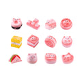 Wholesale Miniature pink Pig Resin Cream Cake Strawberry Chocolate Doughnut Sandwich for Jewelry Making Bow Hair Kawaii Charms