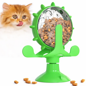 Rotating Gnawing Slow Food Teasing Cat Toy Kitten Training IQ Training Promotes Brain Plastic Suction Cup Pet Cat Toy