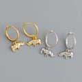 2022 NEW INS 925 Sterling Silver Animal Rhinoceros Shape with 18k Gold Plated Hoop Earring for Women