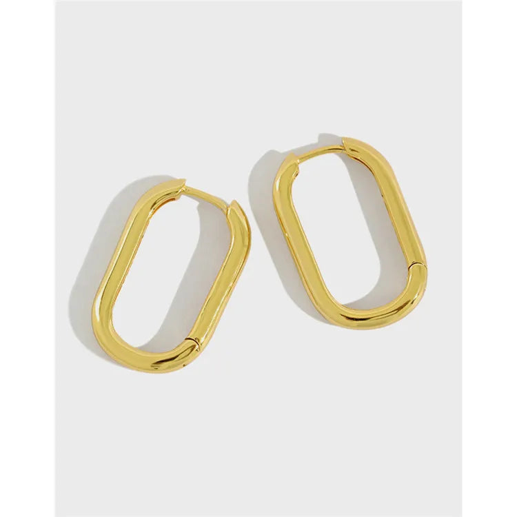 SP Simple Trendy Big Hoop Earrings 18k Gold Plated 925 Sterling Silver Big Hoop Earrings for Women