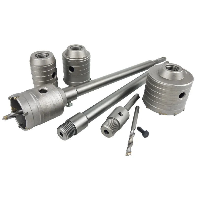 Electric Percussion Drill Bit Hole Saws Built-In Arbor Integral Pilot Opening Wall Holes Concrete Air Conditioning Water Metric