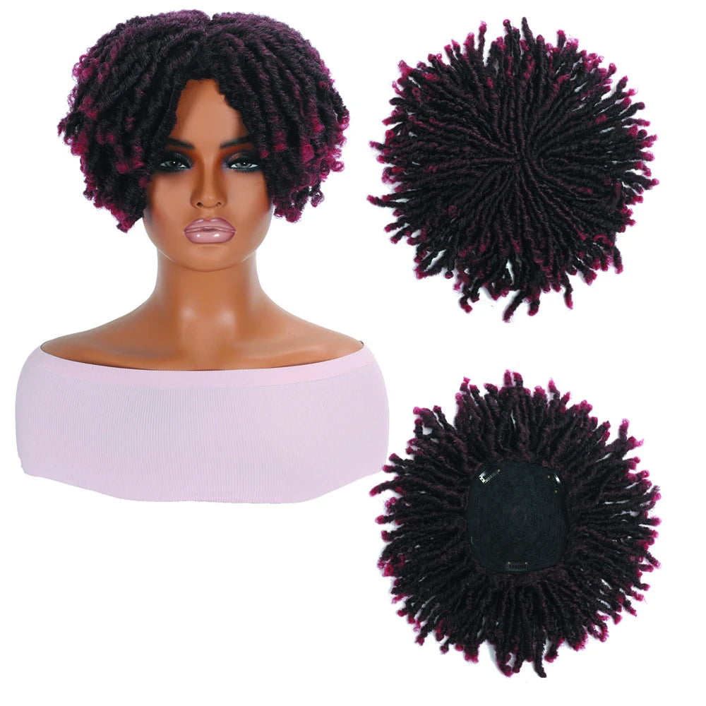 Synthetic Dreadlock Hair Topper Clip in Dreadlocks Hairpieces 6 Inch Short Locs Braided Hair Toupee for Men and Women