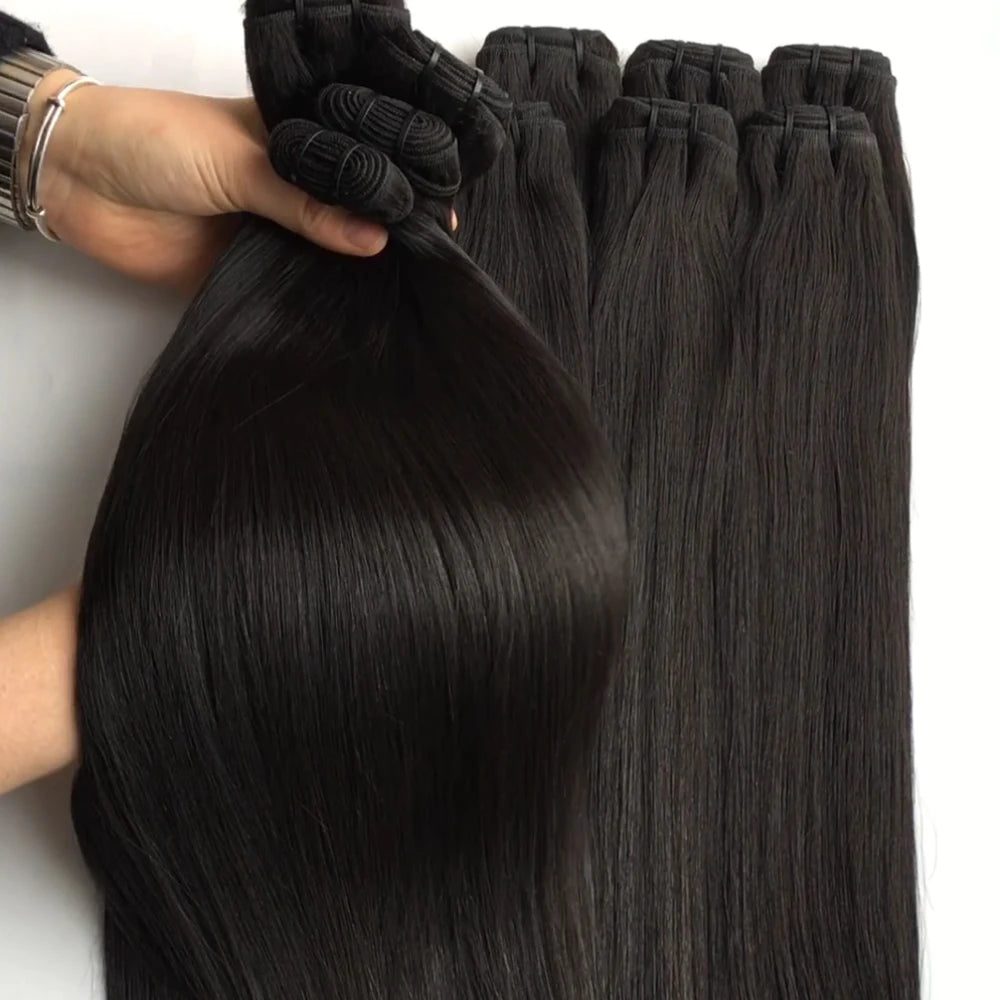 Raw Indian Straight Human Hair Extensions No Tangle and No Shedding Cuticle Aligned Hair From Young Donor