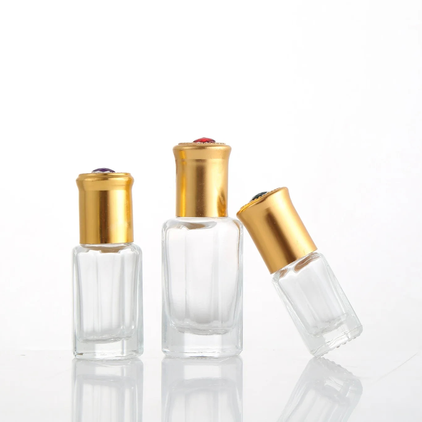 3ml 6ml 9ml 12ml  Empty Round Octagonal clear Perfume Glass Roller Bottle  Roll on Bottle with Aluminum Cover