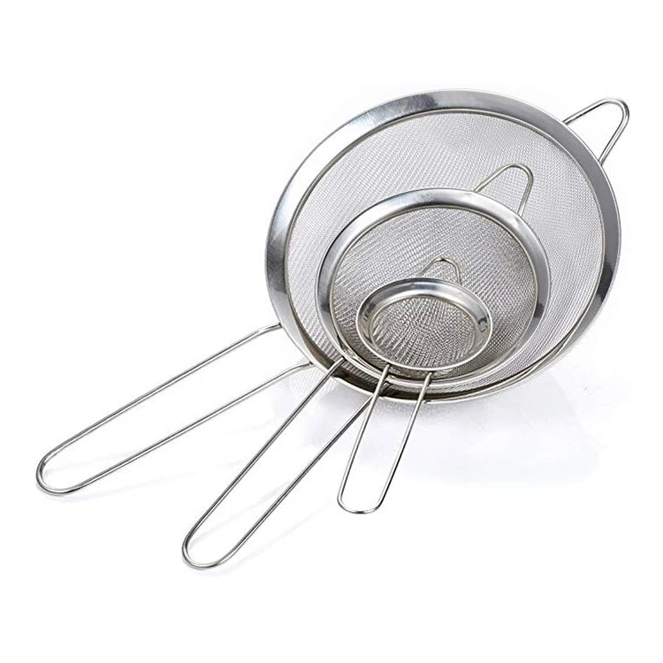 Stainless Steel Flour Sifter Sieve Fine Mesh Tea Strainer Colander Wire Mesh Oil Filter Strainer with Handle