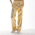 Women Adult Shiny Straight Leg Pants Casual High Waist Metallic Pants Super Long Holographic Pants Disco Bottoms