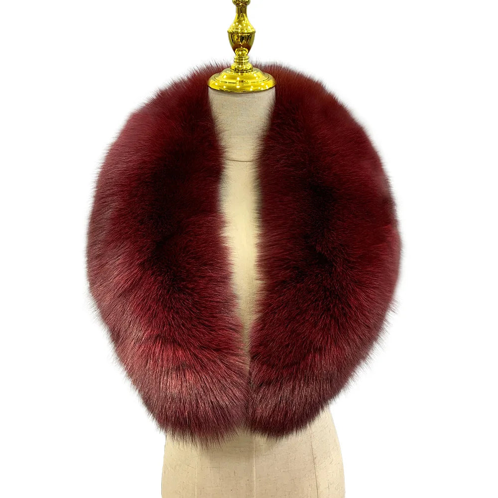 100cm Real Fox Fur Collar Trim Women Winter Fashion Scarf Lining Parka Hood
