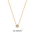 Fashion Simple 18k Gold Bamboo Chain Four-claw Zircon Necklace Stainless Steel Do Not Fade Color Jewelry Women