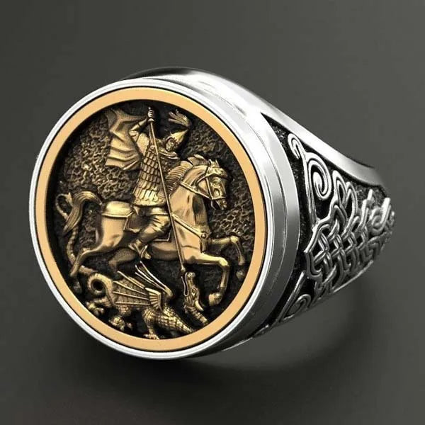 Nordic Viking Celtic Compass Vintage Graffiti Thai Silver Plated Ring