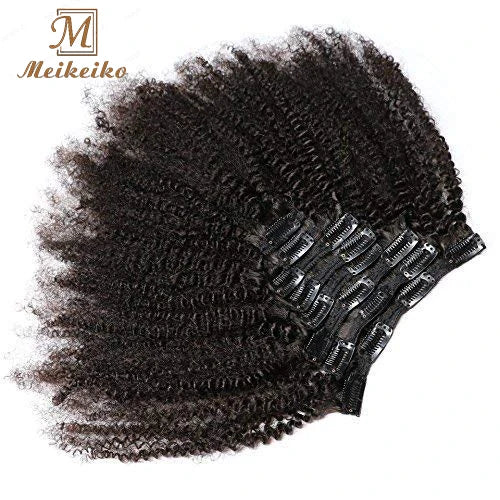 8pcs/set 120g  Kinky Curly Clip in Human Hair Extensions Real  Natural Human Hair Extension Curly Clip in Hair Extensions