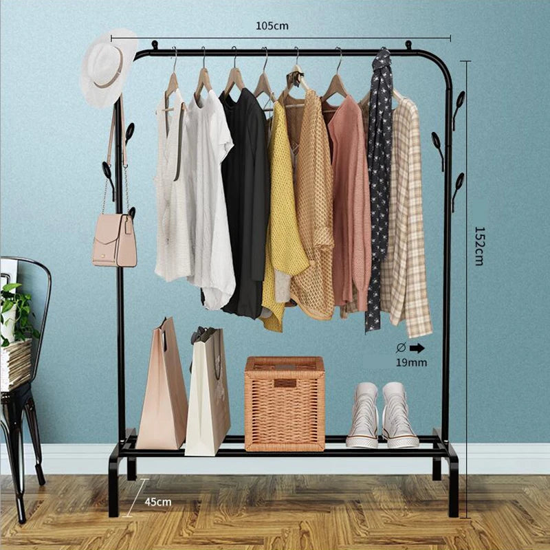 Free Standing Metal Coat Rack with Wheels Extendable for Home Children's Entryway or Bedroom Use
