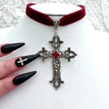 Women Party Punk Gothic Cross Necklace Velvet Choke Fashion Jewelry Necklace
