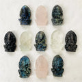 Natural Hand Carved Labradorite Rose Quartz Crystal Ganesha Statue for Gift Necklace Pendant