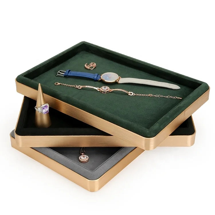 Factory Outlet Jewelry Set Jewelry Props PU Ring Tray Necklace Display TrayJewelry Metal Display Prop Tray