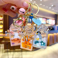 New Arrival Cute Cartoon Floating Keychain Pearl Milk Tea Cup PVC Keychain