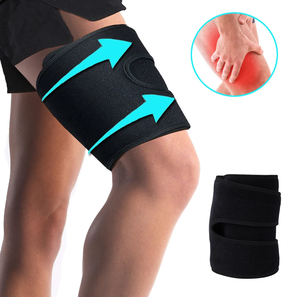 Thigh BraceHamstring Quad WrapAdjustable Compression Sleeve Support for Pulled Groin Muscle Sprains Quadricep Tendinitis