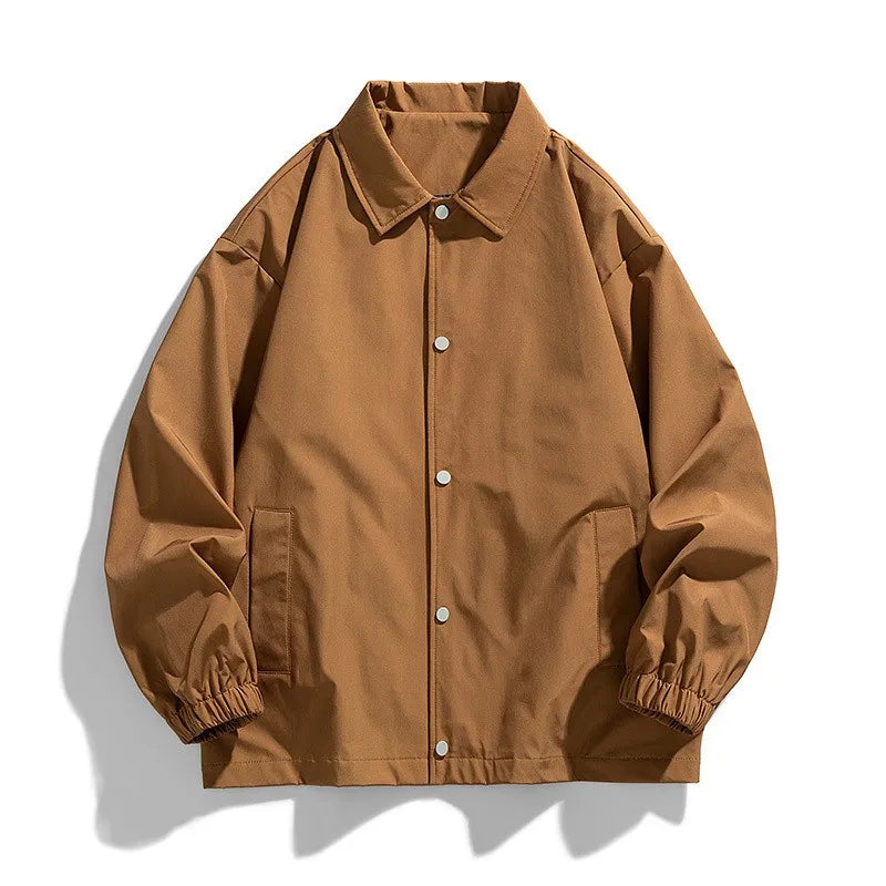 Custom logo Mens Coach Jacket Classic Windbreaker Relaxed Fit Snaps Blank Coat Lapel Collar Plain Coach Jackets Windbreakers