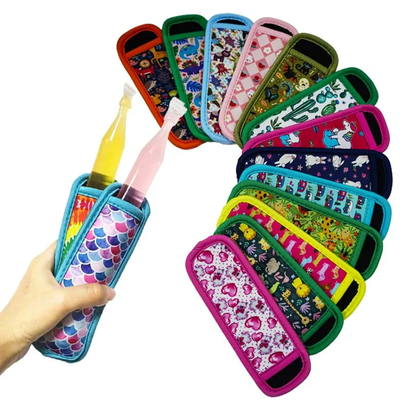 Popsicle Holder Sleeves Neoprene Reusable Washable Ice Pop Bags Anti-freezing Insulation Ice Pop Freezer Cover for Kids