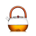 Borosilicate Transparent Glass Tea Pot Stove Safe Blooming Tea Pot with Colorful Glass Handle