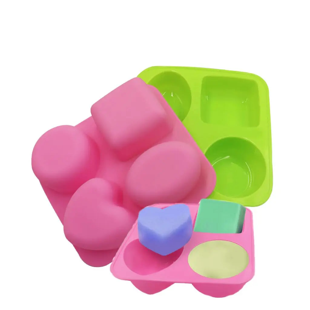 4 Cavities 3D Food-Grade Silicone Mold for Cake Handmade Kitchen Baking Tools for Candy Chocolate Candle