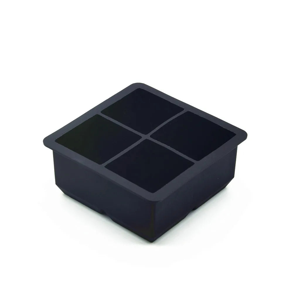 BPA Free Flexible Large Square Ice Cube Tray Big Block Ice Cube 2 Inch Giant Cocktail Scotch Whiskey Silicone Ice Maker With Lid