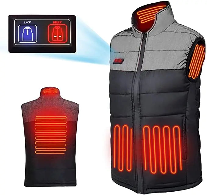 Men's Women's Casual Windproof Winter Heated Vest with Zipper 3 Adjustable Temperature Washable Gilet Battery Not Included