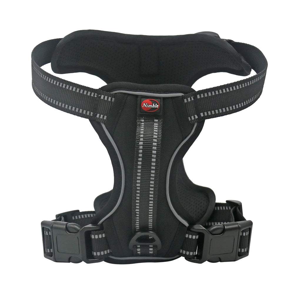 Professional Large Dog Tracking Harness Adjustable Reflective Rescue Safety Solid Pattern Nylon Mesh Breakaway Ribbons Sets