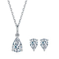 RINNTIN SMN34 S925 Sterling Silver Wedding Set1.0CTW D-E Color Pear Cut Moissanite Earrings Necklace Set for Women