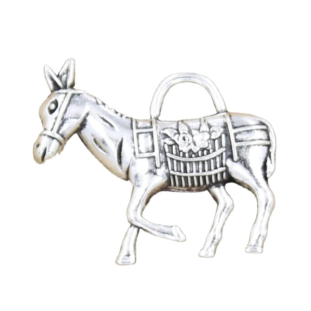 Charms Donkey Burro Neddy Jackass 33x30mm Antique Silver Color Pendants Making DIY Handmade Tibetan Finding Jewelry