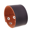 New Design Genuine Leather Punk Geometric Cuff Bracelet Vintage Smooth Glossy Wristband Bracelet Charm for Men 2 Pcs