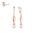 FJ Fallon Fashion Jewelry Pearl Earrings Plated in Rose Gold Brass Based