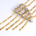 G3816 Wholesale 18K Gold Plated Stainless Steel 5MM Figaro Chain Necklace Minimalist Flat Link Chain Necklaces Bracelets