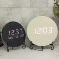 EMAF Home Decor Creative Modern Design Temperature Calendar Wireless Large Display Big Wooden Digital Wall Clock for Living Room