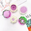 Portable Mini Folding Comb Custom Logo Nylon Hairdressing Comb Vent Flower Hair Brush Stretch Air Cushion Electroplating