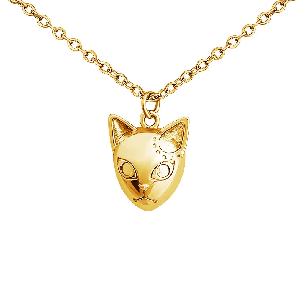 Personality Elegant Neutral Necklace Stereoscopic Gold Cat Face Head Animal Pendant Necklace