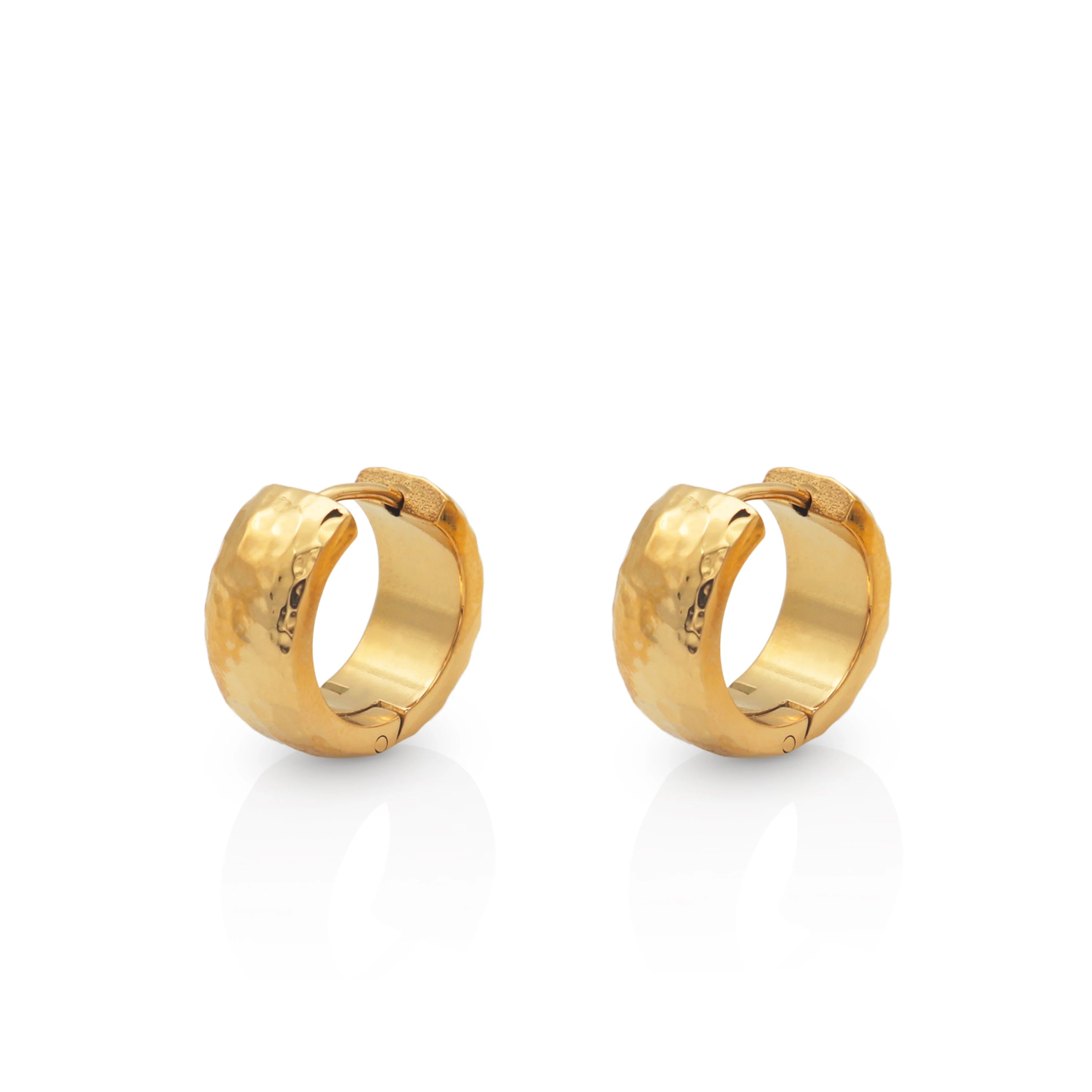 Chris April Stylish Jewelry 316L Stainless Steel Pvd Gold Plated Non-tarnish Small Bumpy Texture Huggie Earrings
