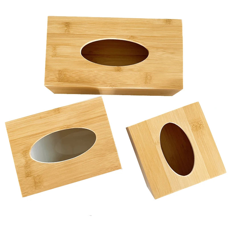 Bamboo Wood Modern Design Durable Napkin Organizer Container Tissue Box with Holder Customizable Size & Shape Custom Logo
