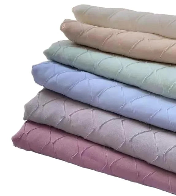 New Ladies' Fashion Muslim Chiffon Hijab Scarf Pure Color With Ripple Pattern Spring Summer Autumn Silk Shawl Customizable Logo
